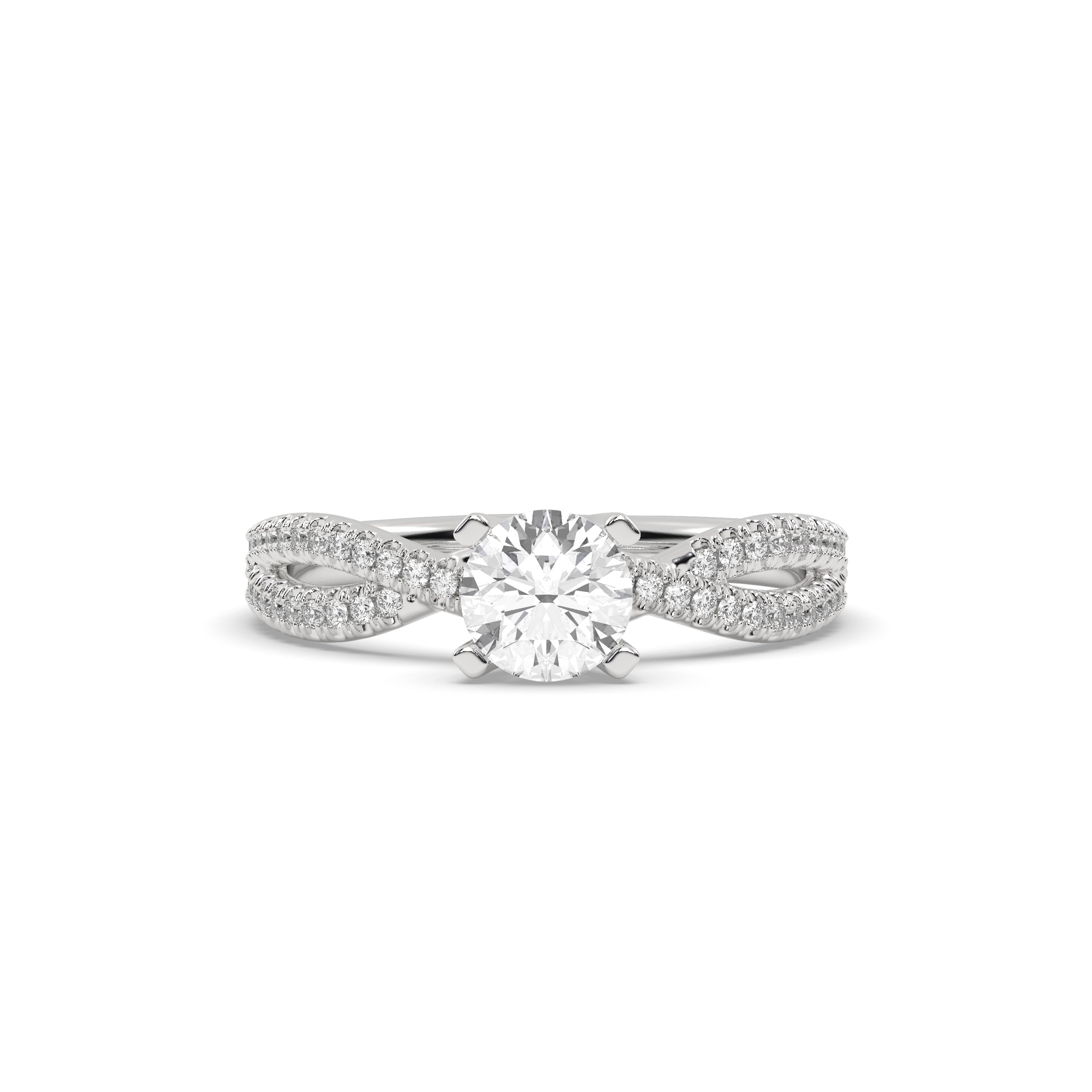 White Gold Studded 0.958 Carat Lab Grown Diamond Ring-F Color VS1 Clarity.